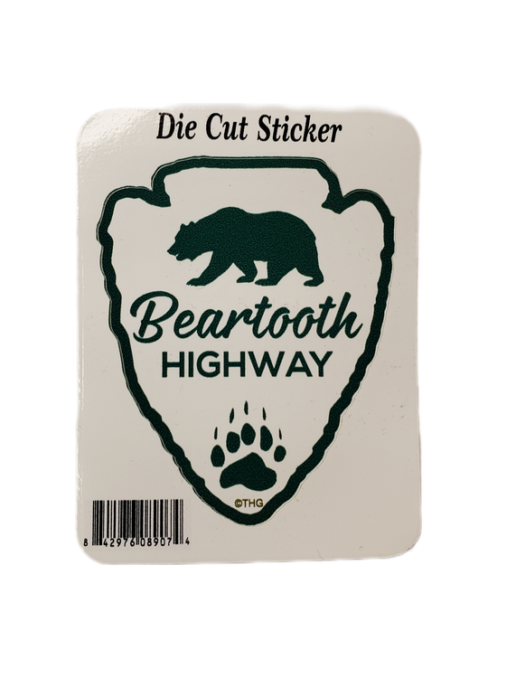 BEARTOOTH HIGHWAY BEARPAW  GREEN DIE CUT STICKER