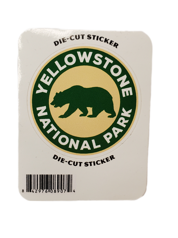 YELLOWSTONE NATIONAL PARK GREEN CIRCLE DIE CUT STICKER