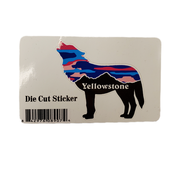 YELLOWSTONE WOLF SUNSET DIE CUT STICKER