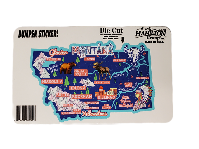 MONTANA MAP DIE CUT BUMPER STICKER