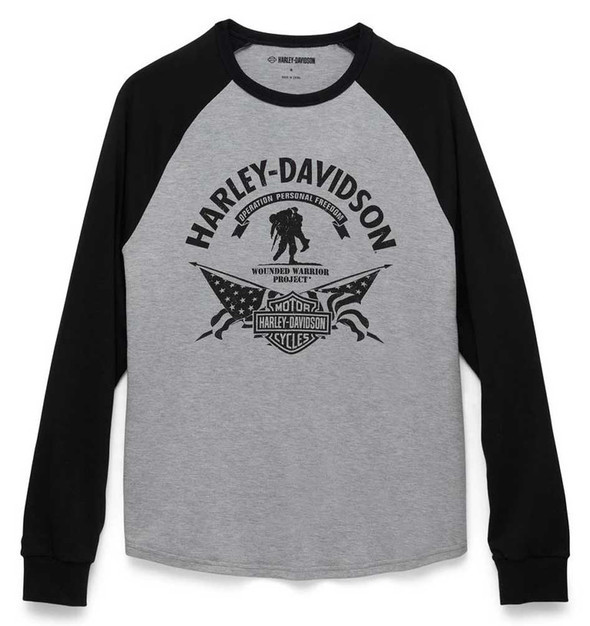 HARLEY-DAVIDSON® MENS WOUNDED WARRIOR GREY COLORBLOCK TEE