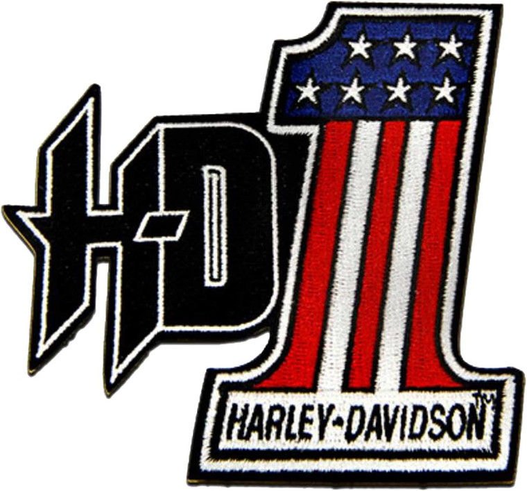 Harley-Davidson 4 in. Embroidered #1 RWB Logo H-D Emblem Sew-On Patch - Black