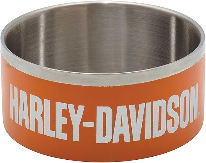 Harley-Davidson Double-Wall Stainless Steel Insulated Pet Bowl - Large - Orange