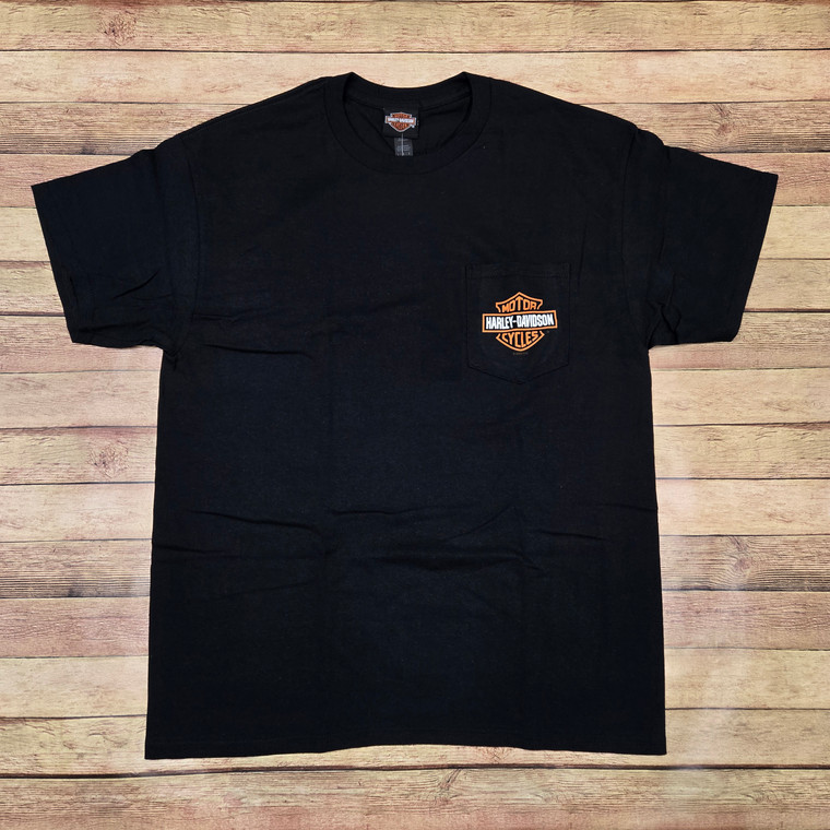 MEN'S BLACK H-D B&S POCKET T-SHIRT - RIVER BEAR
