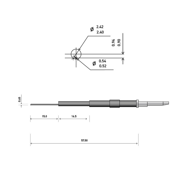 60mm 90° 2um Nozzle Inductive Stylus Arm