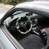 350mm Green & White Camouflage Style 2" Deep Dish Aluminum 3-Spoke Wooden Steering Wheel (Chrome)