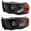 2002-2005 Dodge RAM 1500/ 2003-2005 RAM 2500 3500 Projector Headlights w/ Amber Reflectors (Matte Black Housing/Clear Lens)
