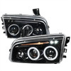2005-2010 Dodge Charger Dual Halo Projector Headlights (Jet Black Housing/Clear Lens)