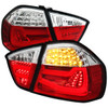 2006-2008 BMW E90 3 Series Sedan LED Tail Lights (Chrome Housing/Red Clear Lens)