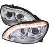 1998-2006 Mercedes Benz W220 S Class LED Bar Projector Headlights w/ LED Turn Signal Lights (Chrome Housing/Clear Lens)