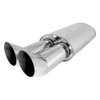 Universal DTM Style 2.5" Inlet/3" Outlet Stainless Steel Exhaust Muffler w/ Dual Tips