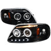1997-2004 Ford F-150 / 1997-2002 Expedition Dual Halo Projector Headlights (Jet Black Housing/Clear Lens)