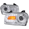 2005-2010 Chrysler 300 Base/LX/Touring Projector Headlights w/ LED Light Strip & LED Turn Signal Lights (Chrome Housing/Clear Lens)