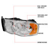 2002-2005 Dodge RAM 1500/ 2003-2005 RAM 2500 3500 Factory Style Headlights (Chrome Housing/Clear Lens)