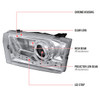 1999-2004 Ford F-250/F-350/F-450/F-550/Excursion Projector Headlights w/ SMD LED Light Strip (Chrome Housing/Clear Lens)