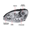 2000-2005 Mercedes Benz W220 S Class Halo Projector Headlights w/ LED Light Strip & LED Turn Signal Lights (Chrome Housing/Clear Lens)