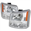 2002-2006 Chevrolet Avalanche/ 2003-2007 Silverado 1PC Factory Style Crystal Headlights w/ Bumper Lights (Chrome Housing/Clear Lens)