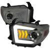2014-2021 Toyota Tundra LED C-Bar Projector Headlights w/ Sequential Arrow Turn Signals (Chrome Housing/Smoked Lens)