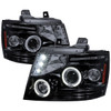 2007-2013 Chevrolet Avalanche/ 2007-2014 Tahoe Suburban Dual Halo Projector Headlights (Glossy Black Housing/Smoke Lens)