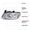 2004-2006 Nissan Sentra Dual Halo Projector Headlights (Chrome Housing/Clear Lens)