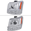 2002-2006 Chevrolet Avalanche/ 2003-2007 Silverado 1PC Style Projector Headlights w/ SMD LED Light Strip & Bumper Lights (Chrome Housing/Clear Lens)