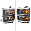 2014-2015 Chevrolet Silverado 1500 Factory Style Headlights w/ Amber Reflectors (Matte Black Housing/Clear Lens)