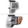 2009-2014 Ford F-150 Factory Style Crystal Headlights w/ Amber Reflector (Chrome Housing/Clear Lens)