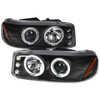 1999-2006 GMC Sierra/Yukon/Yukon XL Dual Halo Projector Headlights (Matte Black Housing/Clear Lens)