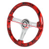 350mm 3-Spoke 6-Bolt 2" Deep Dish Wooden Steering Wheel (Red)