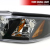 1994-1998 Ford Mustang 1PC Crystal Headlights w/ Amber Reflectors (Matte Black Housing/Clear Lens)