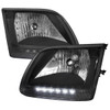 1997-2004 Ford F-150/Expedition Factory Style Headlights w/ SMD LED Light Strip (Matte Black Housing/Clear Lens)