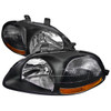 1996-1998 Honda Civic Factory Style Crystal Headlights (Matte Black Housing/Clear Lens)