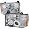 1992-1996 Ford F-150 F-250 F-350 Bronco Dual Halo Projector Headlights (Chrome Housing/Clear Lens)