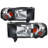 1994-2001 Dodge RAM 1500/ 1994-2002 Dodge RAM 2500 3500 Crystal Headlights (Matte Black Housing/Clear Lens)