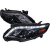 2011-2013 Toyota Corolla Projector Headlights w/ LED Light Strip (Glossy Black Housing/Smoke Lens)