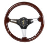 340mm Chrome 3-Spoke 1.75" Deep Dish Classic Wooden Steering Wheel