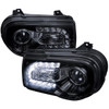 2005-2010 Chrysler 300 Projector Headlights w/ LED Light Strip (Glossy Black Housing/Smoke Lens)