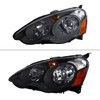 2002-2004 Acura RSX Retro Style Projector Headlights w/ Amber Reflectors (Matte Black Housing/Clear Lens)
