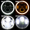 Universal 7" Round Cree LED Halo Projector Headlights - 2PC (Matte Black Housing/Clear Lens)