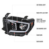 2014-2021 Toyota Tundra LED C-Bar Projector Headlights w/ LED Turn Signal Lights  (Glossy Black Housing/Clear Lens)