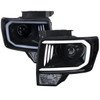 2009-2014 Ford F-150 LED C-Bar Projector Headlights (Glossy Black Housing/Smoke Lens)