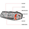 2000-2005 Chevrolet Impala Crystal Headlights w/ SMD LED Light Strip (Chrome Housing/Clear Lens)