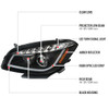 2008-2012 Chevrolet Malibu LS LT LTZ Hybrid LED Bar Projector Headlights w/ LED Turn Signal Lights (Matte Black Housing/Clear Lens)