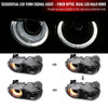 2008-2014 Dodge Challenger Dual LED Halo D2H Xenon Projector Headlights w/ Sequential Turn Signals (Black Housing/Clear Lens)