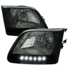 1997-2004 Ford F-150/Expedition Factory Style Headlights w/ SMD LED Light Strip (Chrome Housing/Smoke Lens)