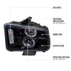 2005-2009 Ford Mustang Halo Projector Headlights w/ LED Light Strip (Glossy Black Housing/Smoke Lens)