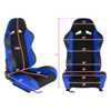 Fully Reclinable Blue Suede Bucket Racing Seat w/ Sliders - Passenger Side Only