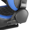 Fully Reclinable Black & Blue PVC Leather White Stitch Bucket Racing Seat w/ Sliders - Driver Side Only