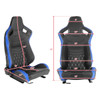 Fully Reclinable Black & Blue PVC Leather White Stitch Bucket Racing Seat w/ Sliders - Passenger Side Only