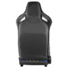 Fully Reclinable Black & Blue PVC Leather White Stitch Bucket Racing Seat w/ Sliders - Passenger Side Only